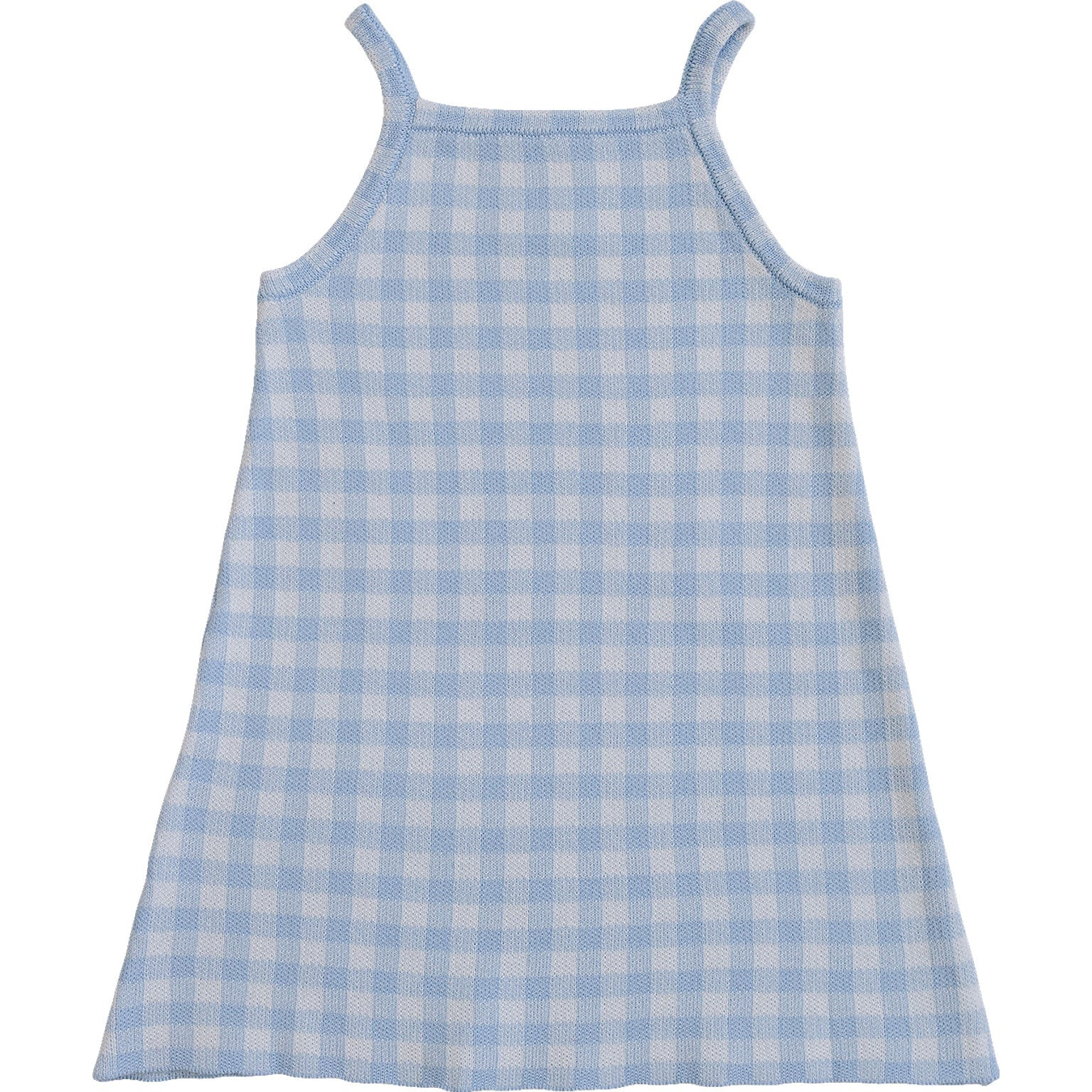 Blue Knit Gingham Dress | Mebie Baby