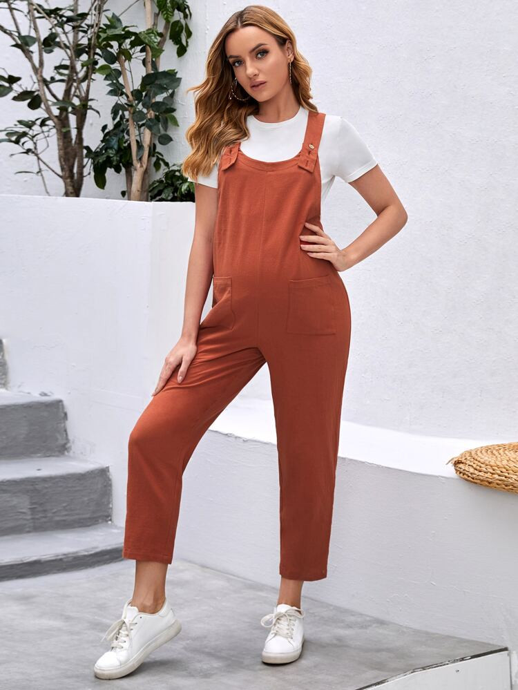 SHEIN Maternity Dual Pocket Overalls | SHEIN
