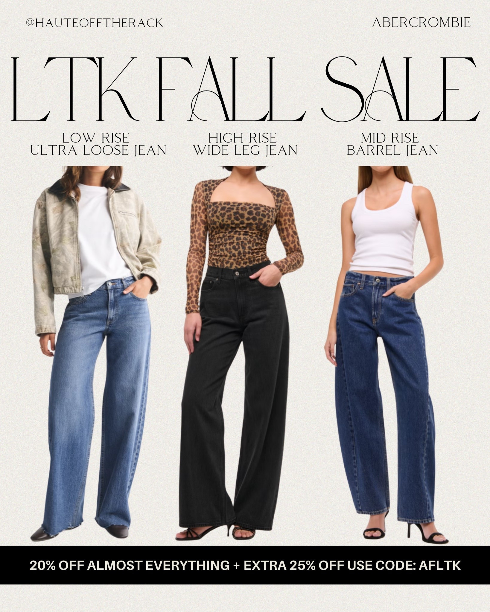 Save on Abercrombie for the LTK fall sale! Right now 20% OFF almost everything + an extra 25% OFF with code: AFLTK

#abercrombie #ltkfallsale #ltksale #denim #jeans #blackjeans #widelegjeans #barreljeans

#LTKSaleAlert #LTKStyleTip #LTKFallSale
