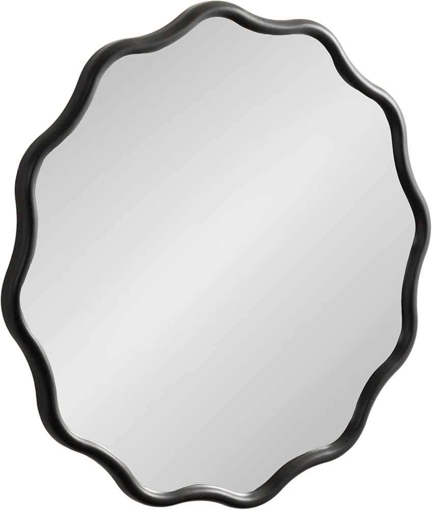 Kate and Laurel Talma Modern Round Scalloped Wall Mirror, 30 Inch Diameter, Black, Circle Mirror ... | Amazon (US)