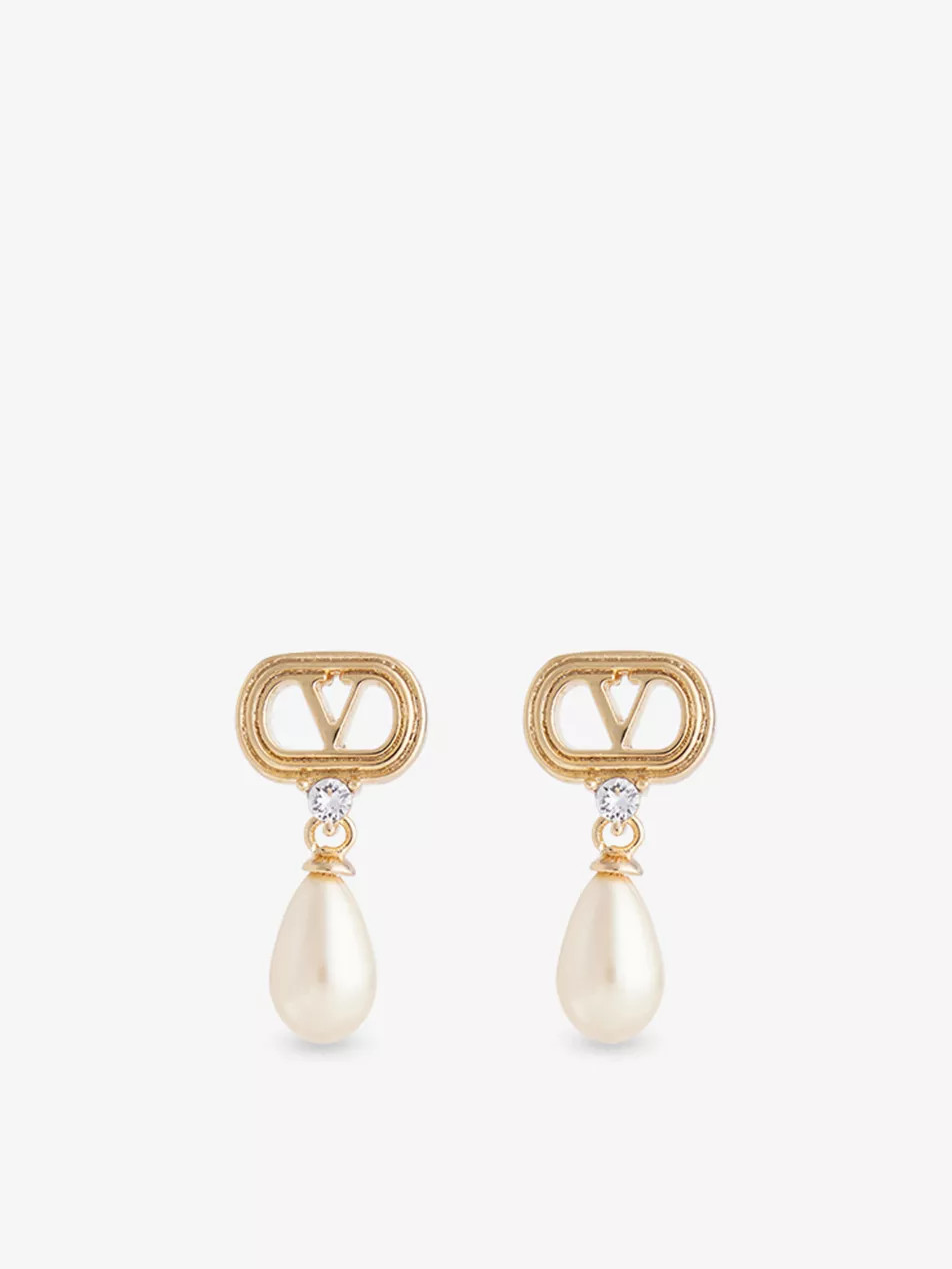 Ovalette Swarovski® Pearl Metal Drop Earrings | Selfridges