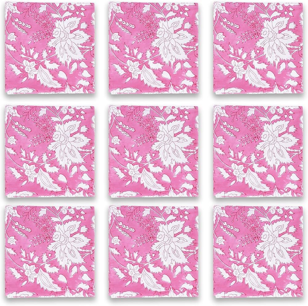 REYNOSOHOMEDECOR Cotton Cloth Napkins Set of 10 Hand Block Printed Size 16 x 16 Kitchen Dining Ro... | Amazon (US)