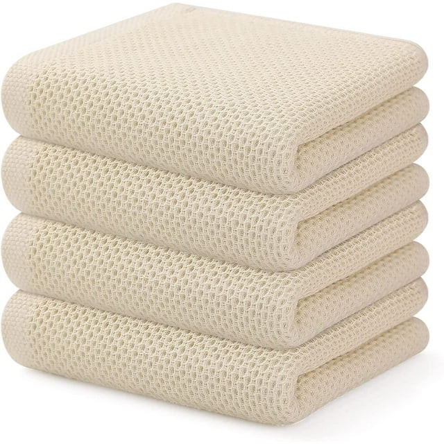 4 Pack 100% Cotton Dish Towels, Waffle Weave Dish Cloths for Washing Dishes, Quick Drying Kitchen... | Walmart (US)
