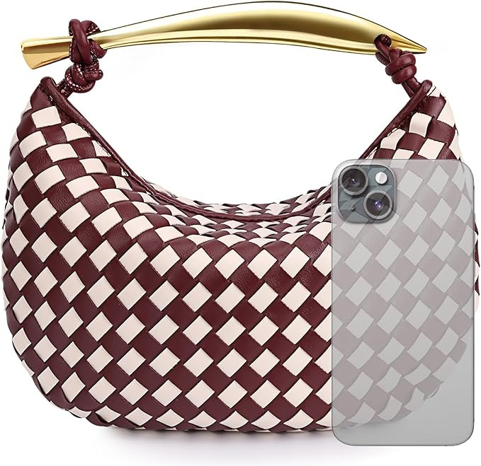Woven Tote Bag for Women Fashion PU Leather Woven Bag Hobo Hobe Dumpling Bag Dinner Handbag | Amazon (US)
