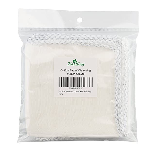 Karlling 10 Cotton Facial Cleansing Muslin Cloths Makeup Remover Wipes | Amazon (US)