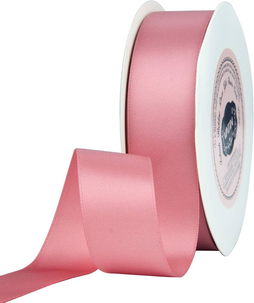 VATIN Dusty Rose 1 inch Double Faced Polyester Satin Ribbon -Continuous 25 Yard Spool, Perfect fo... | Amazon (US)