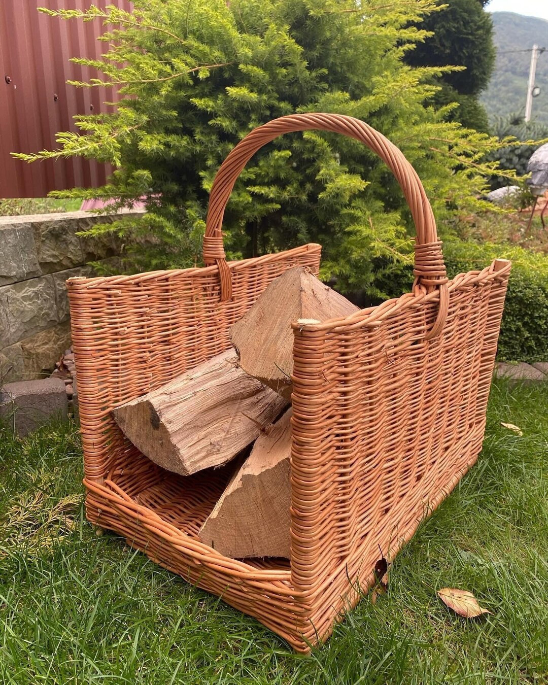 Firewood Basket, Log Carrier, Large Wicker Basket, Jumbo Log Basket, Indoor Willow Basket, Firepl... | Etsy (US)