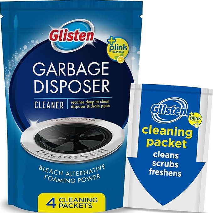 Glisten Garbage Disposer Cleaner, Lemon Scent Odor Eliminator, 4 Packets | Powerful Foaming Actio... | Amazon (US)