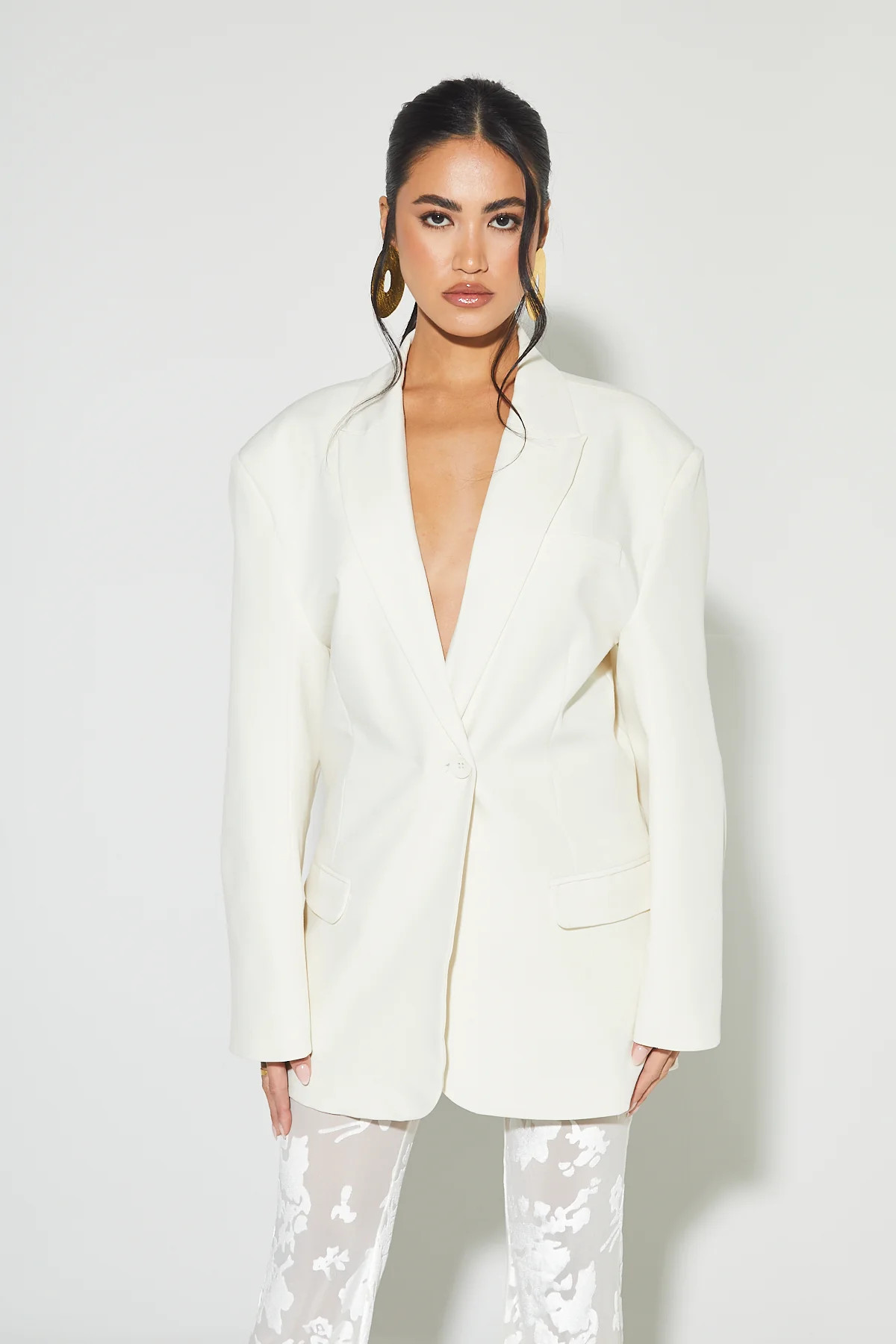 WREN Cream Oversized Boxy Blazer | Noughts and Kisses
