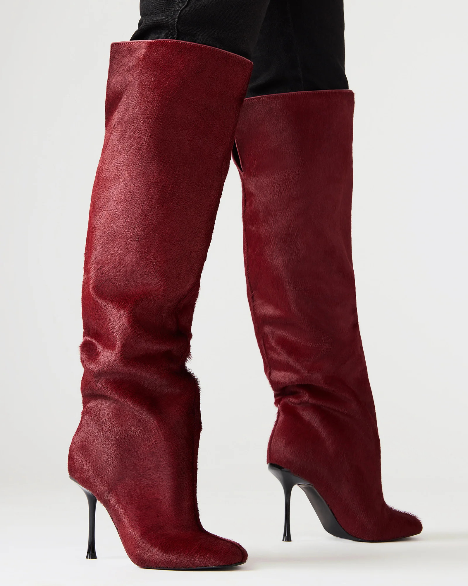 ALLURING Red Over-The-Knee Square-Toe Heeled Women's Boot | Steve Madden (US)