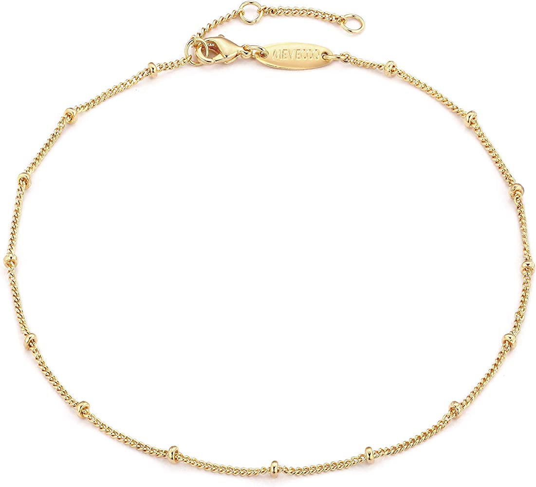 Mevecco Gold Evil Eye Charm Anklet,14K Gold Plated Boho Beach Dainty Cute Tiny Lucky Star Foot Chain | Amazon (US)