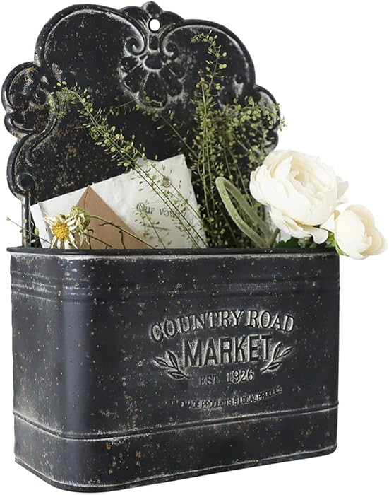 All Chic Black Metal Wall Planter - Outdoor Indoor Hanging Rustic Mount for Farmhouse Decor | Amazon (US)
