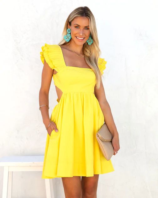 Sabaneta Cotton Pocketed Babydoll Dress - Yellow | VICI Collection
