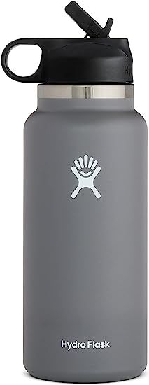 Hydro Flask Water Bottle with Straw Lid - Stainless Steel, Reusable, Vacuum Insulated- Wide Mouth | Amazon (US)