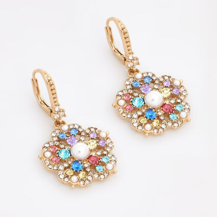 Gold Tone Diamante Drop Earrings | TK Maxx