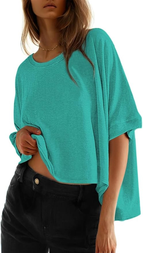 Dokotoo Summer Shirts 2026 Womens Solid T Shirts for Women Loose Oversized Tops Basic Tee | Amazon (US)