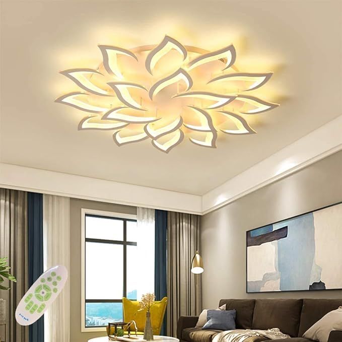 LED Dimmable Ceiling Light Modern Flower Shape Ceiling Lamp Fixture Living Room Bedroom Children'... | Amazon (US)