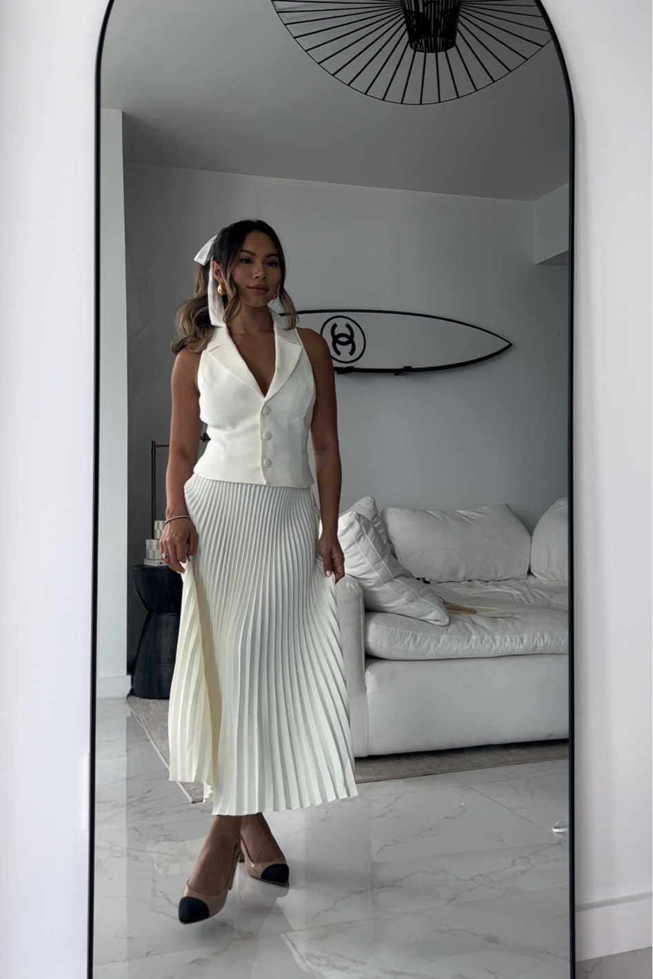 Wearing a size XXS in the skirt and XS for the top