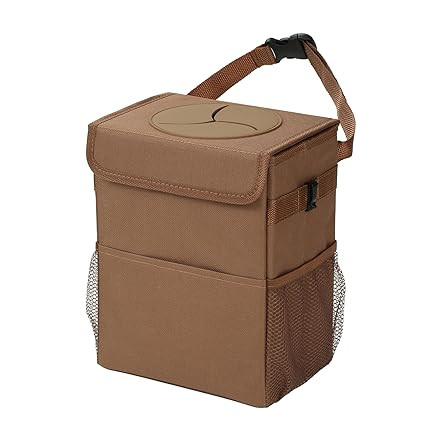 Car Garbage can with lid Leak Proof Vehicle Trash Can 3 Storage Pockets Hanging Waterproof car Tr... | Amazon (US)