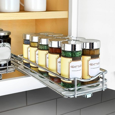 Lynk Professional Slide Out Spice Rack Upper Cabinet Organizer- 4" Wide: Chrome-Plated Kitchen Storage, Pull Out System | Target