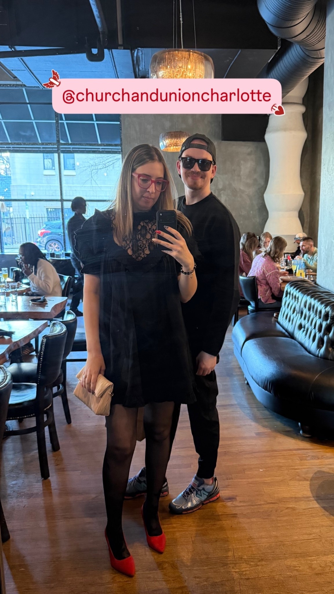 Valentine’s Day brunch but make it low effort, high impact, and accidentally coordinated 🖤

Rare hubby appearance on the feed because he cleans up nice and I like to document evidence.

All black everything… then I said wait, what if we add drama?
Enter: red heels + pink glasses = main character energy with a side of pancakes.

Couple fit check:
• Classic black-on-black
• Pop of red heels
• Pink statement sunnies
• Him pretending he doesn’t love this mirror pic

Serving chic. Serving subtle romance. Serving “yes we did take 14 photos.”

Valentine’s Day brunch outfit | all black couple outfits | red heels styling | pink sunglasses outfit | chic date look | mirror outfit inspo

#LTKootd #LTKdayinmylife #LTKValentine
