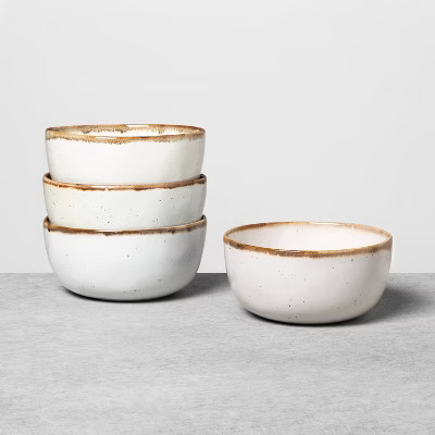 4pk 22oz Stoneware Reactive Glaze Cereal Bowl Set Cream - Hearth & Hand™ with Magnolia | Target