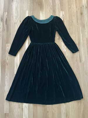 Vtg Emerald Green Velvet Elegant Holiday Party Dress Sz 8- Princess Fairy core  | eBay | eBay US