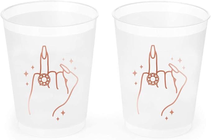 xo, Fetti Bachelorette Party Decorations Ring Finger Reusable Cups - 16 Frost Flex Cups | Rose Go... | Amazon (US)