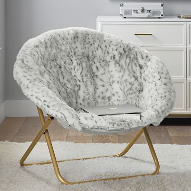 Gray Leopard Faux-Fur Hang-A-Round Chair | Pottery Barn Teen | Pottery Barn Teen