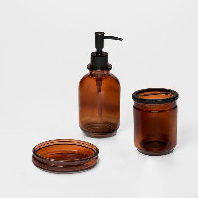 Apothecary Glass Soap/Lotion Dispenser Amber - Threshold™ | Target