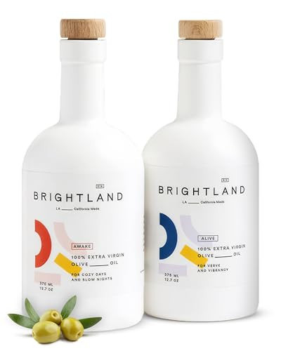Brightland California Olive Oil Extra Virgin, The Duo – First Cold-Pressed Olive Oil Made with Early-Harvest Olives – Polyphenol Rich & Artfully Crafted - 12.7fl oz Bottles (Pack of 2) | Amazon (US)