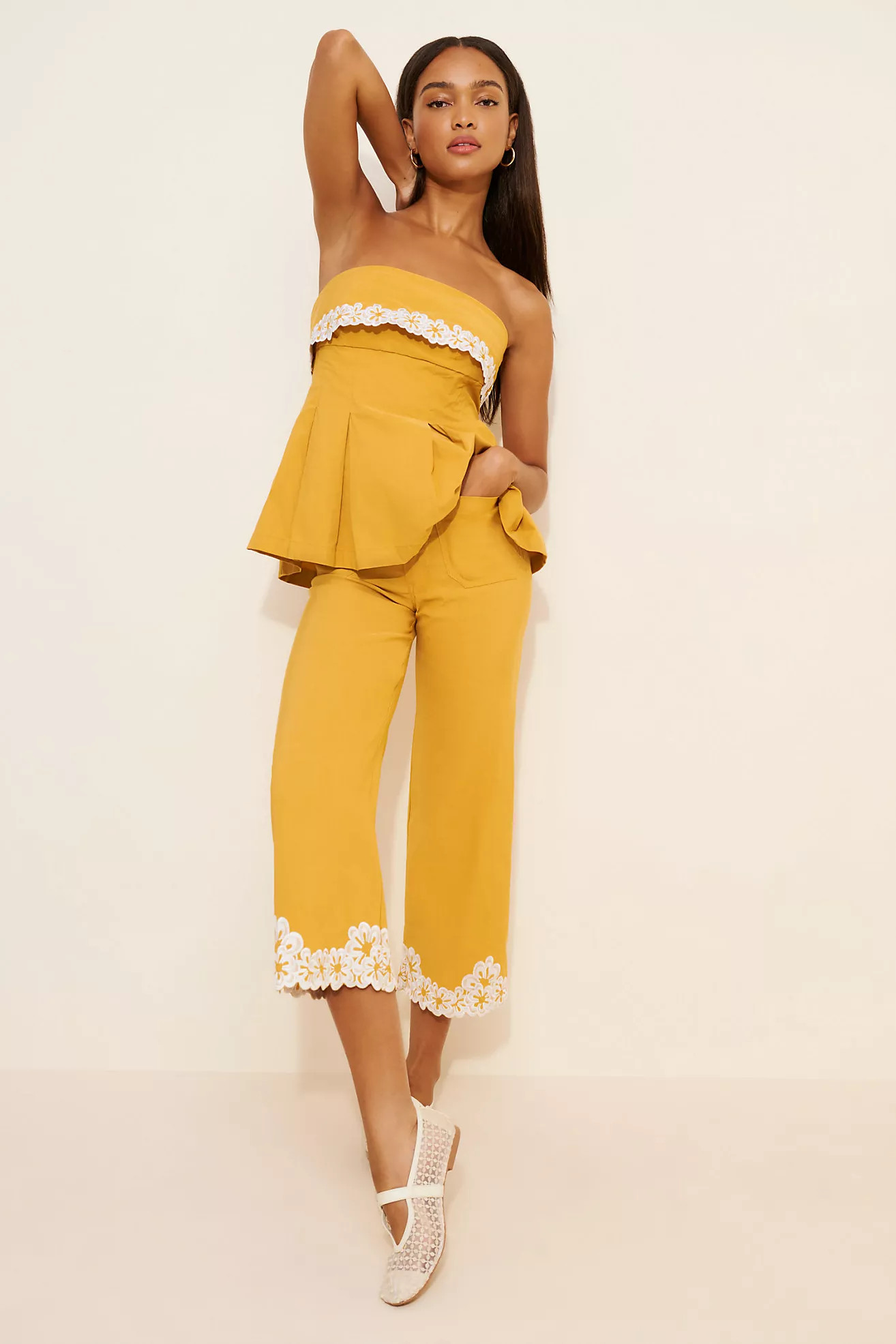 Maeve The Colette Floral Embroidered Pants | Anthropologie (US)