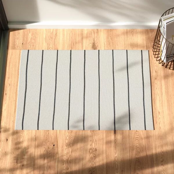 Hadden Striped Handmade Flatweave Ivory/Dark Gray Indoor / Outdoor Area Rug | Wayfair North America