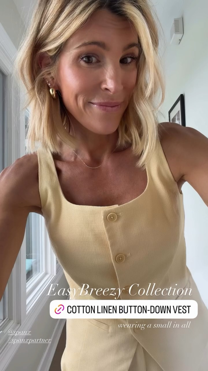 I love this butter yellow SPANX cotton linen button-down vest + shorts set for summer. ☀️💛 It's super versatile and chic, and I love that you can wear the pieces together or mix them with other staples. I’m wearing a size small, and it also comes in other colorways I’ll link. Use code LANDYN15 for 15% off!

#LTKgrwm #LTKootd #LTKSeasonal