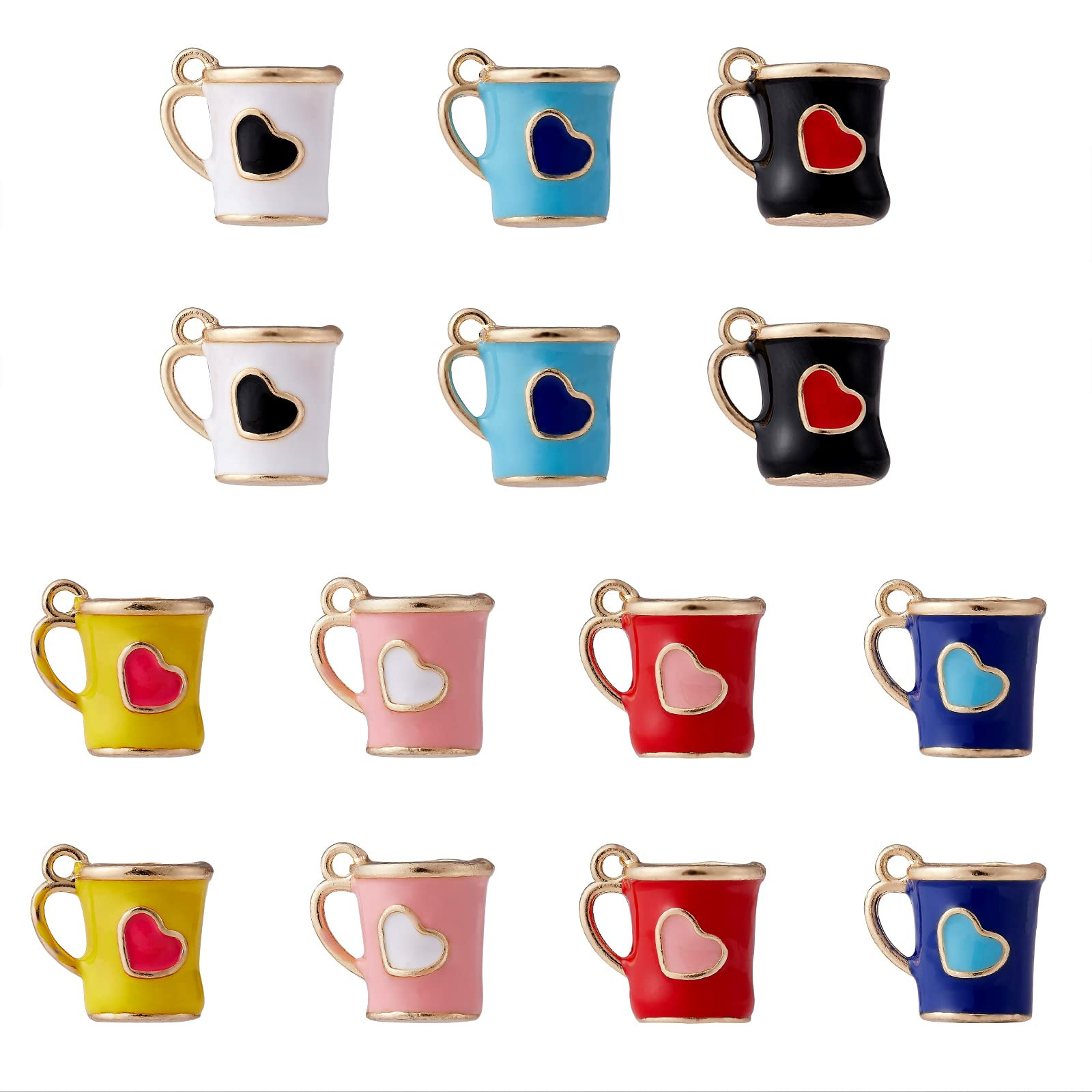 14 Pcs Alloy Enamel 3D Mini Coffee Cup Charms for Jewelry Making | Amazon (US)
