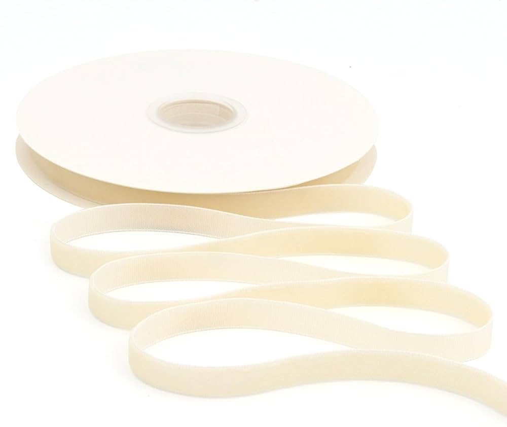 Ivory Velvet Ribbon 3/8 Inch X 12 Yards Christmas Ribbon for Gift Wrapping Christmas Ornaments Cr... | Amazon (US)