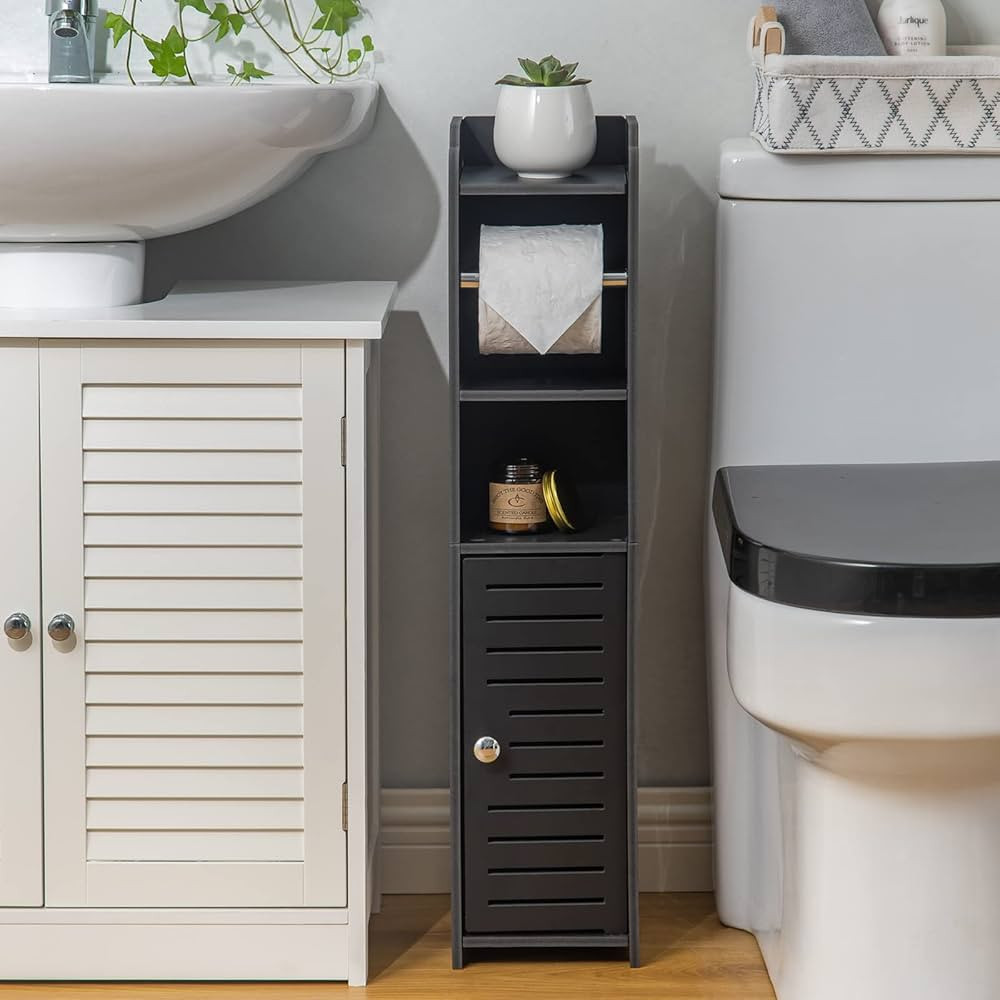 Toilet Paper Holder Stand,Bathroom Storage Cabinet Beside Toilet Storage for Small Bathroom with ... | Amazon (US)