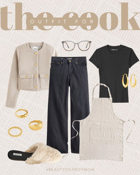 Thanksgiving Outfit - Neutral - Apron - Earring - Slippers - Cream - Gold - Ring 

#LTKHoliday #LTKstyletip #LTKSeasonal
