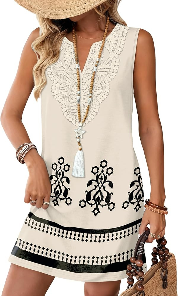 Sipaya Summer Dresses for Women 2026 Casual V Neck Sleeveless Boho Dress with Pockets Spring Fash... | Amazon (US)