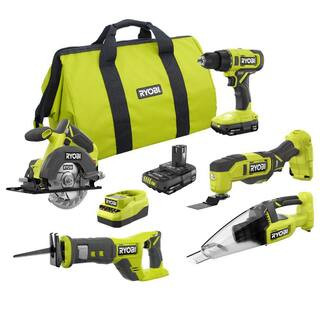 ONE+ 18V Lithium-Ion Cordless 5-Tool Combo Kit Special Buy with (2) 2 Ah Batteries, Charger and T... | The Home Depot