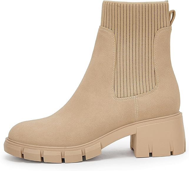 Ruanyu Womens Platform Ankle Boots Elastic Chunky Block Heel Chelsea Booties Lug Sole Non-Slip Co... | Amazon (US)