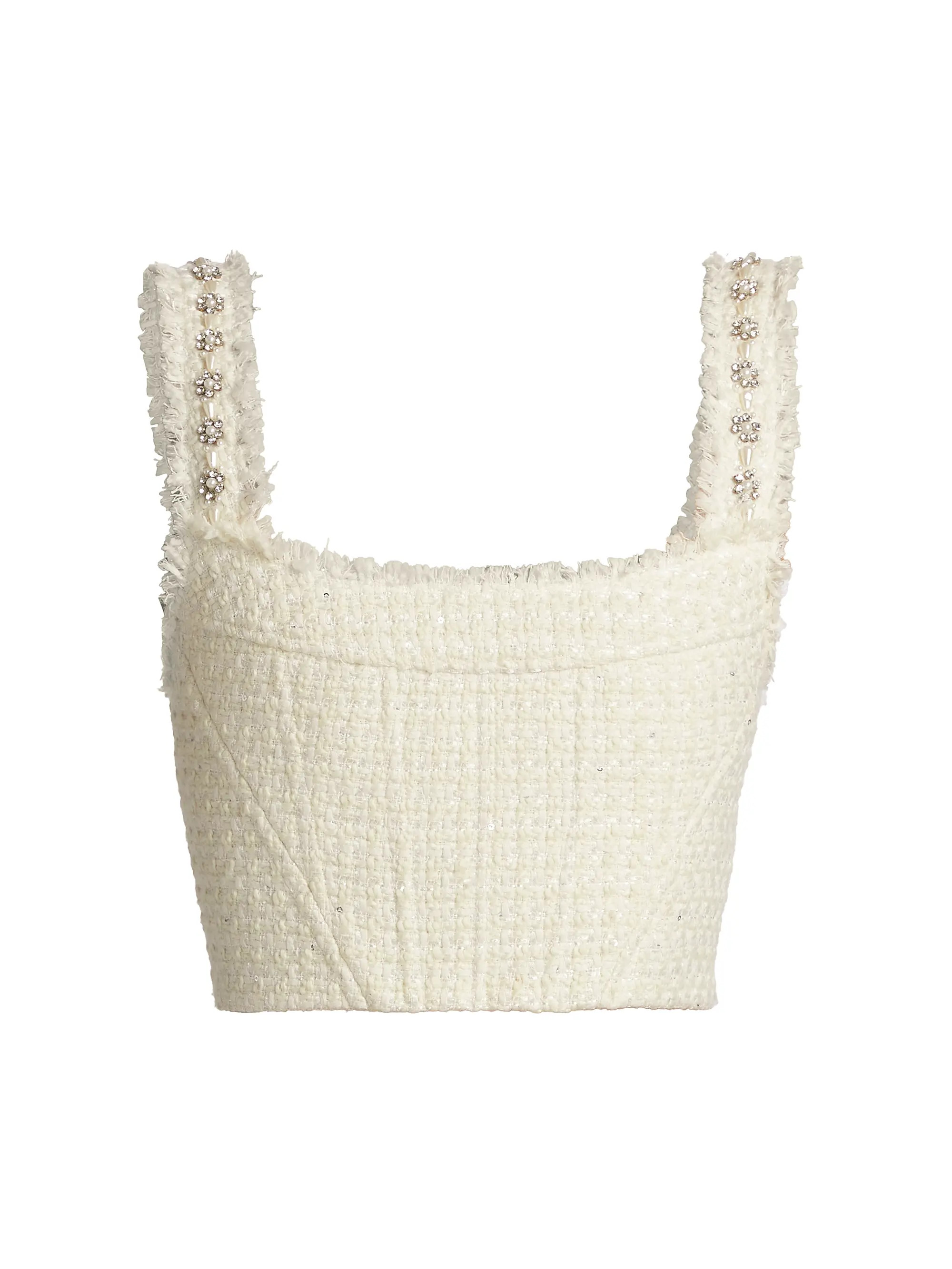 Vicenta Beaded Tweed Crop Top | Saks Fifth Avenue