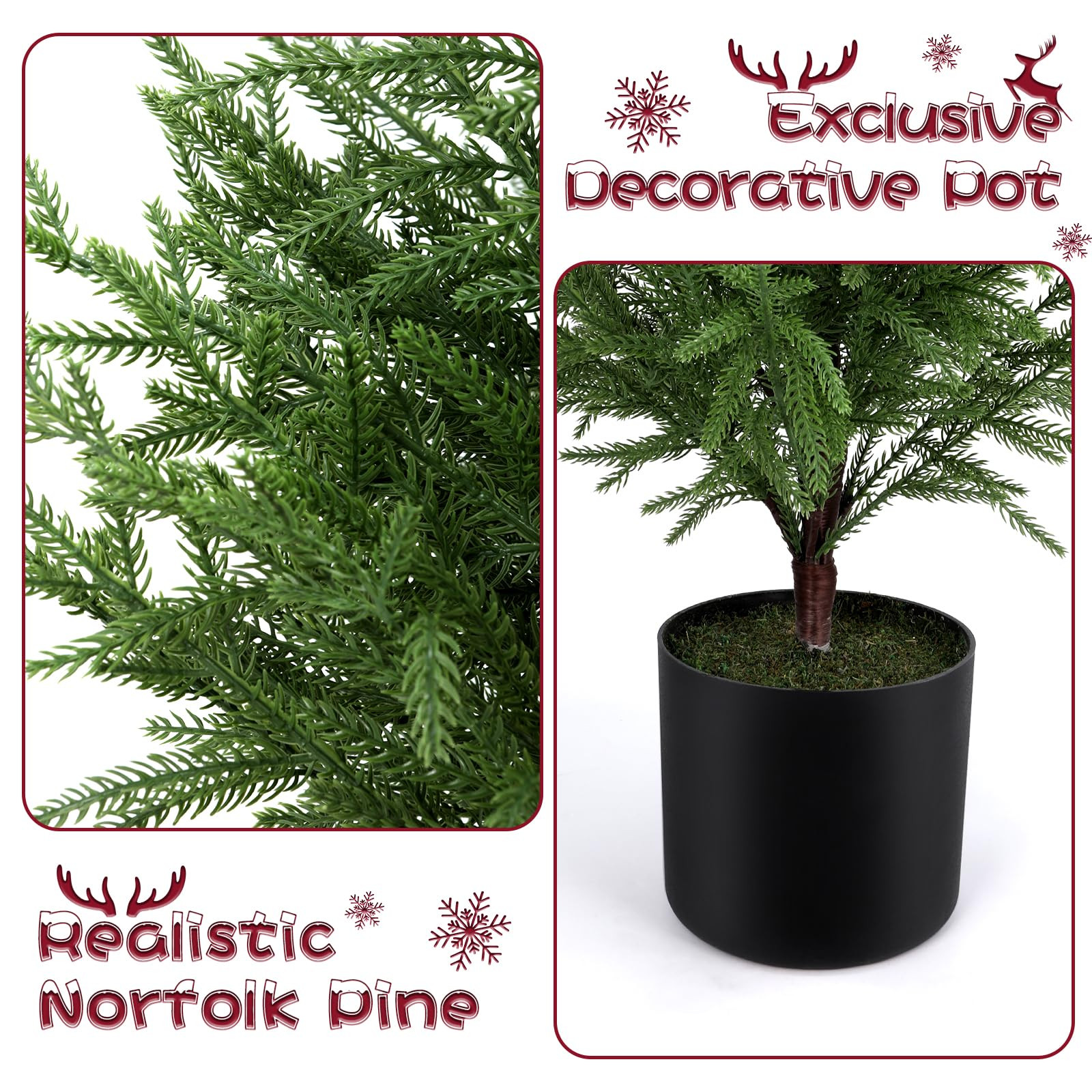 2 Pack 3FT Artificial Topiary Tree Real Touch Norfolk Pine Tree, UV Resistant Artificial Pine Out... | Amazon (US)
