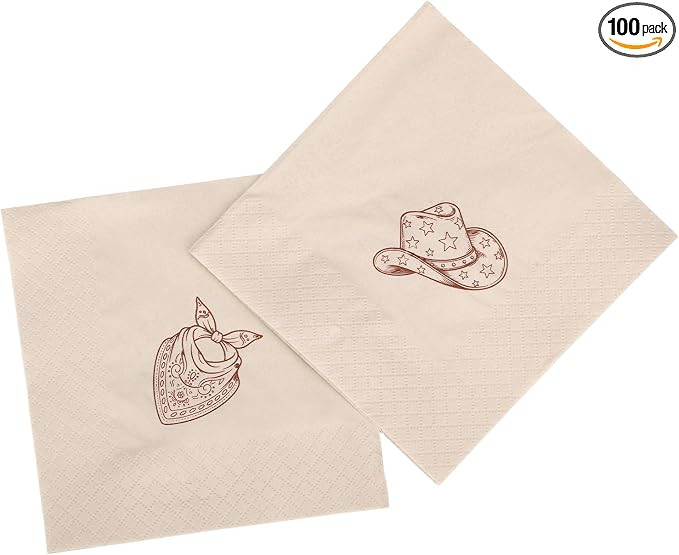 NQEUEPN 100pcs Western Cowboy Cocktail Napkins, Disposable Beverage Napkins | Soft & Thick Wester... | Amazon (US)