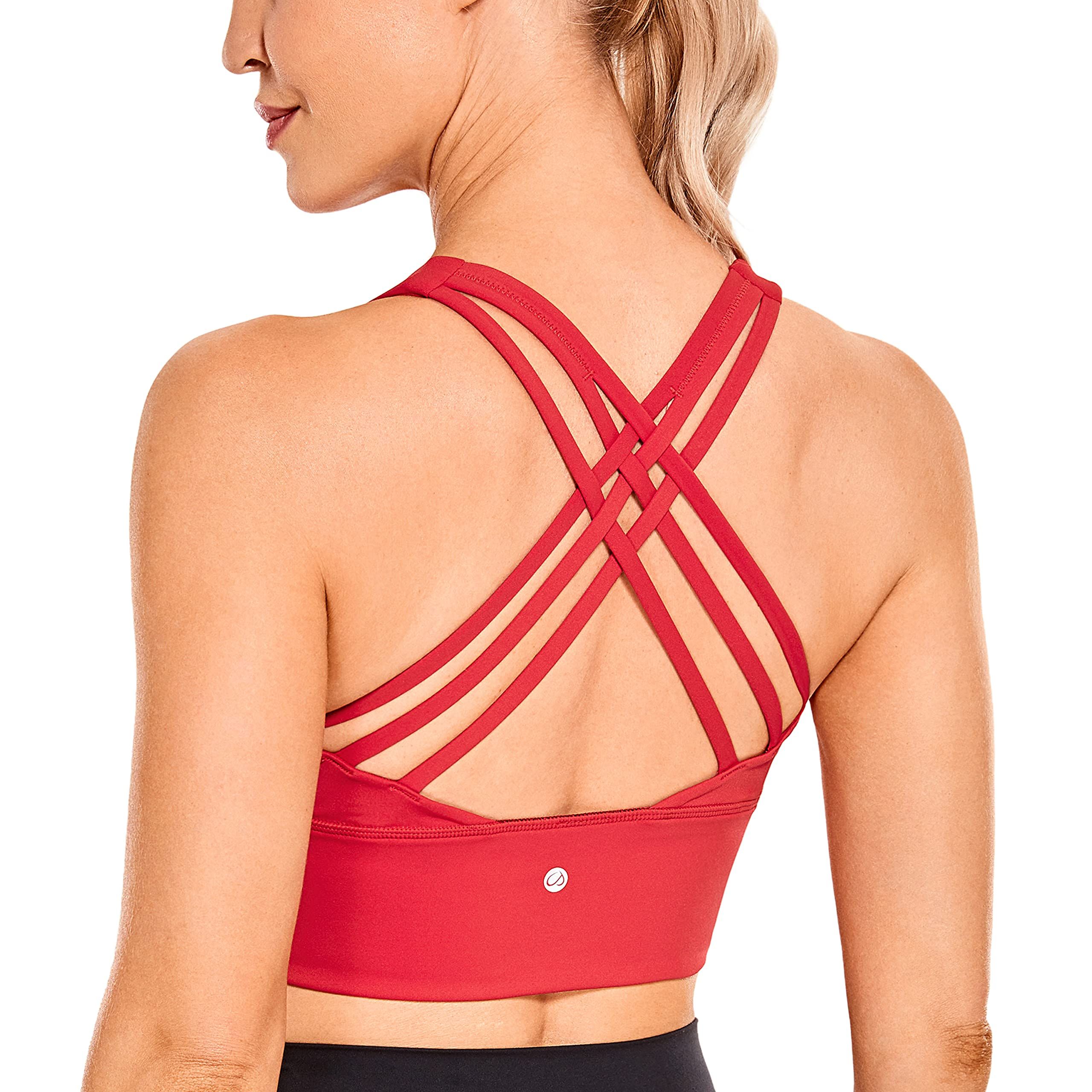 CRZ YOGA Women's Longline Strappy Sports Bras for Women Wirefree Padded Yoga Bras Tops | Amazon (US)