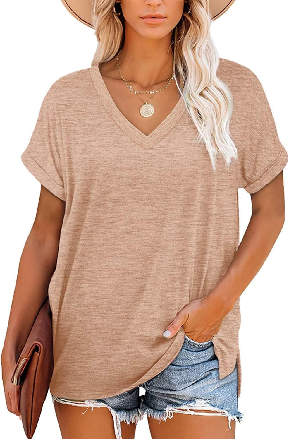 NEYOUQE Womens Color Block Loose Long/Short Sleeve T Shirts Casual Comfy Tops Tee Shirt Women's T... | Amazon (US)