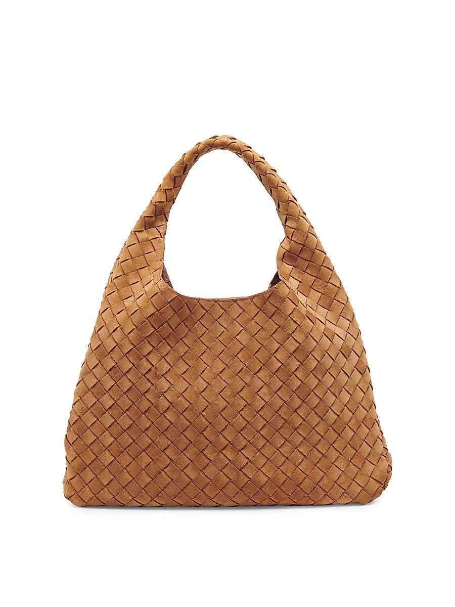 Women's Large Campana Intrecciato Suede Shoulder Bag - Amber Brass | Saks Fifth Avenue