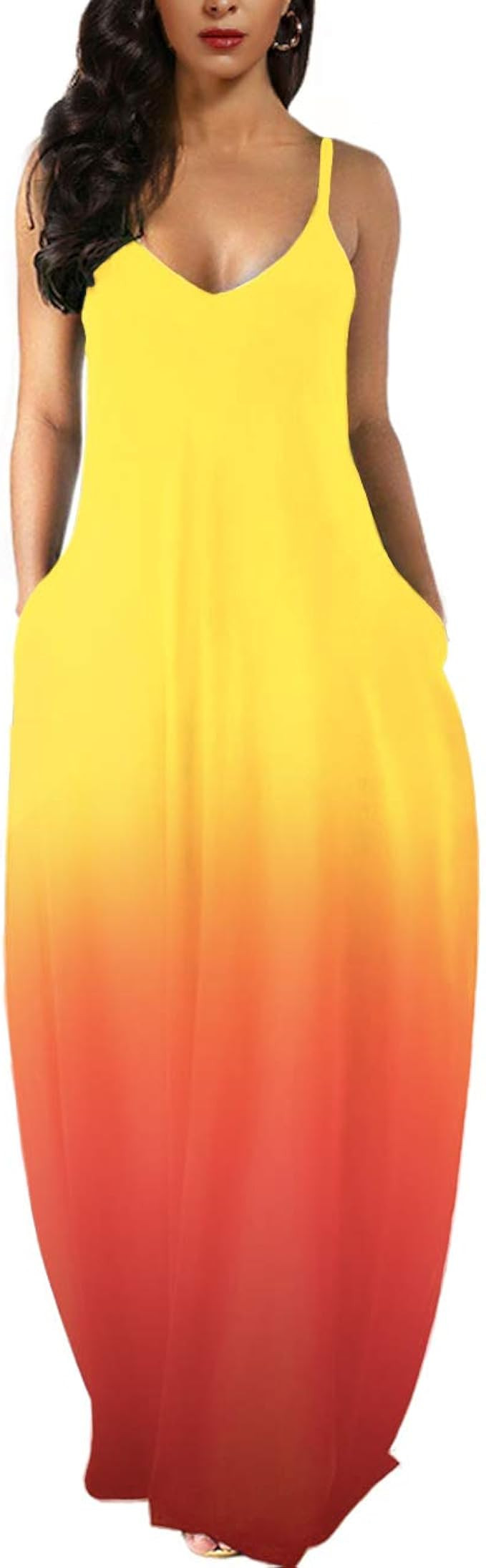 Wolddress Womens Casual Sleeveless Plus Size Loose Plain Long Maxi Dress with Pockets | Amazon (US)
