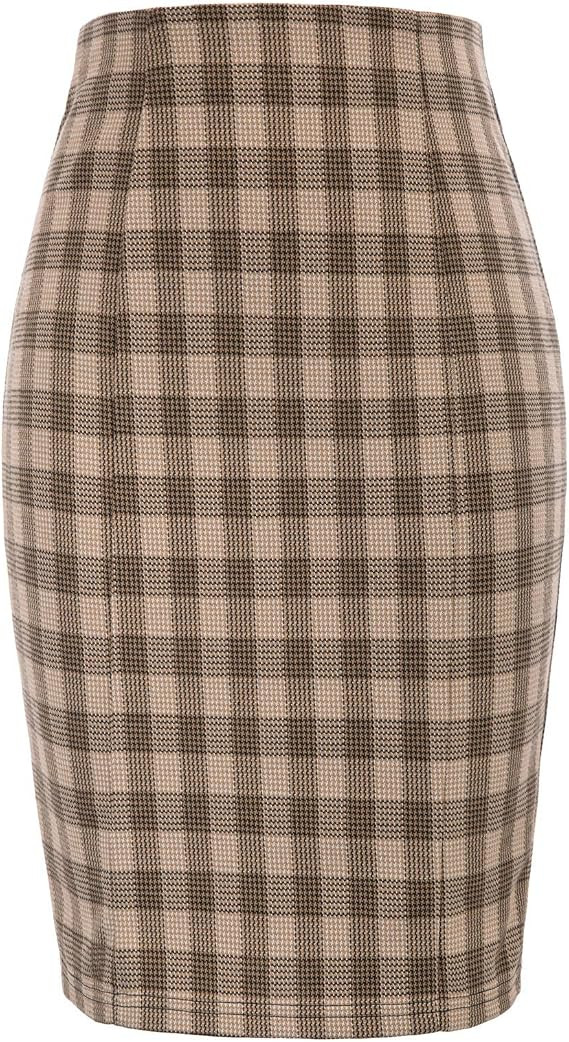Kate Kasin Womens Knee Length Elastic Waist Stretchy Bodycon Business Pencil Skirt | Amazon (US)