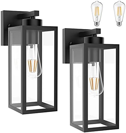 Tipace Outdoor Wall Lantern 2 Pack Black Exterior Wall Sconce with Clear Glass Shade Wall Mount L... | Amazon (CA)